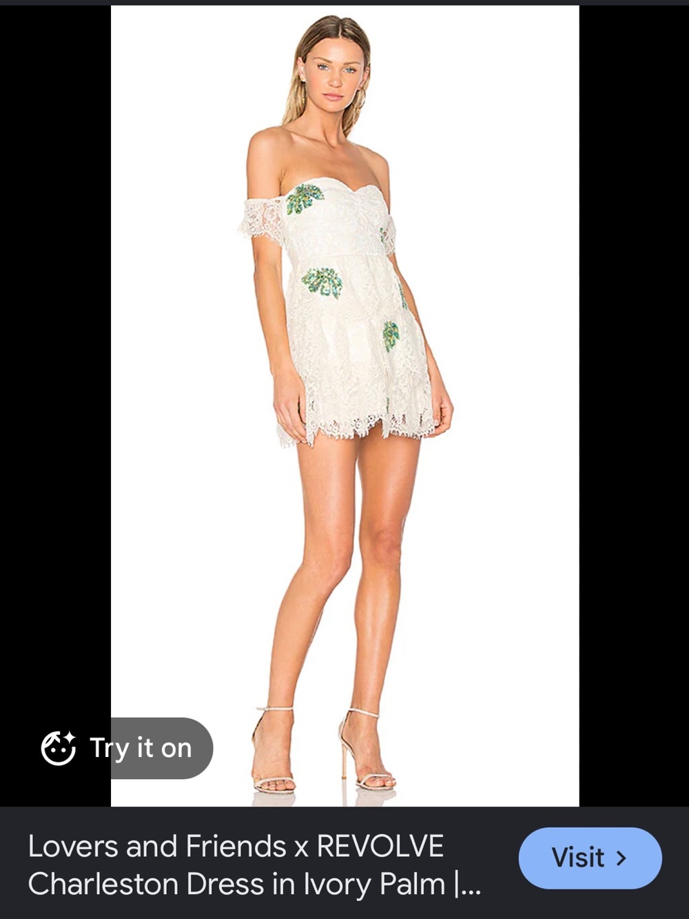 Lovers + Friends Small Charleston Dress in Ivory Palm